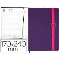 AGENDA ENCUADERNADA LIDERPAPEL LARISIS 17X24 CM 2017 DIA PAGINA COLOR MORADO PAPEL 70 GRS