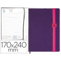 AGENDA ENCUADERNADA LIDERPAPEL LARISIS 17X24 CM 2017 DIA PAGINA COLOR MORADO PAPEL 70 GRS
