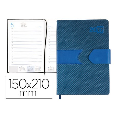 AGENDA ENCUADERNADA LIDERPAPEL LIDHOR 15X21 CM 2017 DIA PAGINA COLOR AZUL PAPEL 70 GR