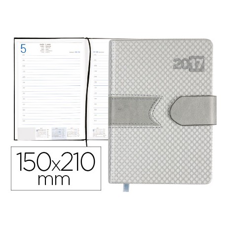 AGENDA ENCUADERNADA LIDERPAPEL LIDHOR 15X21 CM 2017 DIA PAGINA COLOR GRIS PAPEL 70 GR