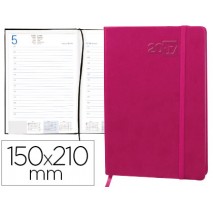 AGENDA ENCUADERNADA LIDERPAPEL ESPARTA 15X21CM 2017 DIA PAGINA CON GOMILLA COLOR ROSA PAPEL 70 GR