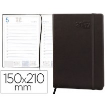 AGENDA ENCUADERNADA LIDERPAPEL ESPARTA 15X21CM 2017 DIA PAGINA CON GOMILLA COLOR NEGRO PAPEL 70 GR