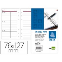 RECAMBIO AGENDA ANILLAS LIDERPAPEL A¥O 2017 SEMANA VISTA 76X127MM