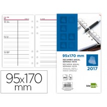 RECAMBIO AGENDA ANILLAS LIDERPAPEL A¥O 2017 SEMANA VISTA 95X170MM
