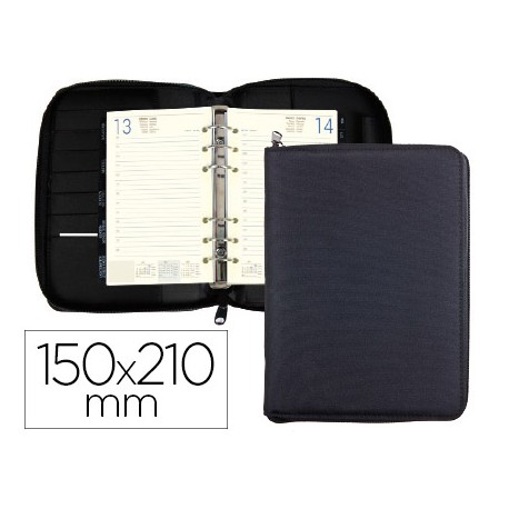 AGENDA ANILLAS LIDERPAPEL TARENTO 15X21 CM 2017 DIA PAGINA NYLON COLOR NEGRO PAPEL 70 GR