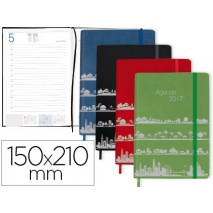 AGENDA ENCUADERNADA LIDERPAPEL EFIRA A5 2017 DIA PAGINA COLORES SURTIDOS