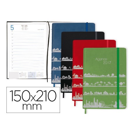 AGENDA ENCUADERNADA LIDERPAPEL EFIRA A5 2017 DIA PAGINA COLORES SURTIDOS