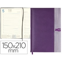 AGENDA ENCUADERNADA LIDERPAPEL CHATZI 15X21 CM 2017 DIA PAGINA COLOR VIOLETA PAPEL 70 GRS