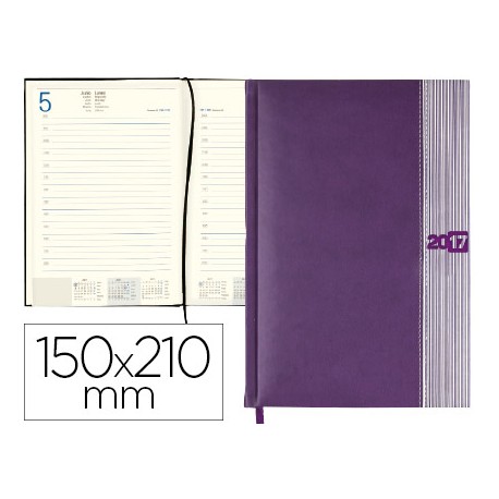 AGENDA ENCUADERNADA LIDERPAPEL CHATZI 15X21 CM 2017 DIA PAGINA COLOR VIOLETA PAPEL 70 GRS