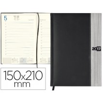 AGENDA ENCUADERNADA LIDERPAPEL CHATZI 15X21 CM 2017 DIA PAGINA COLOR NEGRO PAPEL 70 GRS