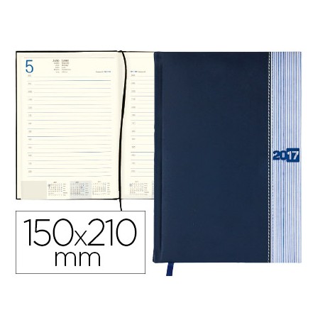 AGENDA ENCUADERNADA LIDERPAPEL CHATZI 15X21 CM 2017 DIA PAGINA COLOR AZUL PAPEL 70 GRS