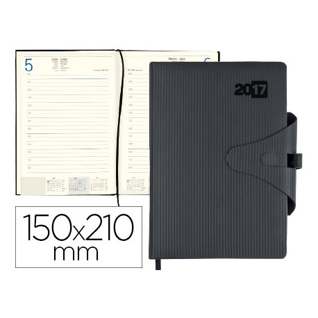 AGENDA ENCUADERNADA LIDERPAPEL VALTIN 15X21 CM 2017 DIA PAGINA COLOR NEGRO PAPEL 70 GRS
