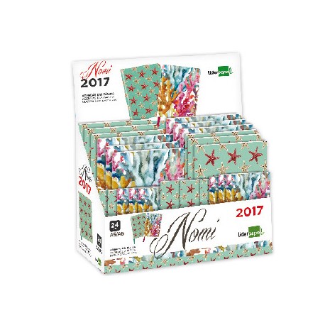 AGENDAS ENCUADERNADAS LIDERPAPEL NOMI A5/A6 2017 DIA PAGINA COLORES SURTIDOS EXPOSITOR DE 24 UNIDADE