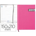 AGENDA ENCUADERNADA LIDERPAPEL TANAIS 15X21 CM 2017 DIA PAGINA TAPA PLASTIFICADA COLOR ROSA PAPEL