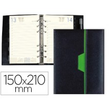 AGENDA ANILLAS LIDERPAPEL NERO 15X21 CM 2017 DIA PAGINA COLOR NEGRO/VERDE PAPEL 70 GR