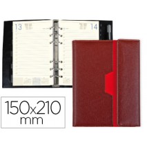 AGENDA ANILLAS LIDERPAPEL NERO 15X21 CM 2017 DIA PAGINA COLOR MARRON/ROJO PAPEL 70 GR