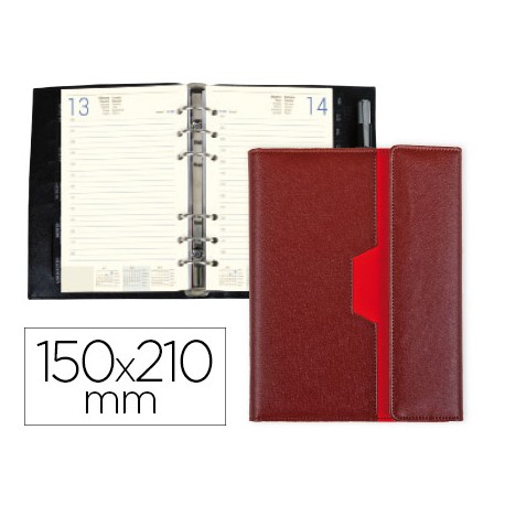 AGENDA ANILLAS LIDERPAPEL NERO 15X21 CM 2017 DIA PAGINA COLOR MARRON/ROJO PAPEL 70 GR