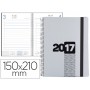 AGENDA DE ESPIRAL LIDERPAPEL OLBIA 15X21 CM 2017 DIA PAGINA TAPA POLIPROPILENO METALIZADO GRIS PAPEL