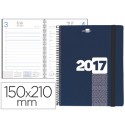 AGENDA DE ESPIRAL LIDERPAPEL OLBIA 15X21 CM 2017 DIA PAGINA TAPA POLIPROPILENO METALIZADO AZUL PAPEL