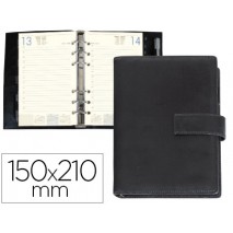 AGENDA ANILLAS LIDERPAPEL ITACA 15X21 CM 2017 DIA PAGINA NEGRO SIMIL PIEL BRILLO PAPEL 70 GR