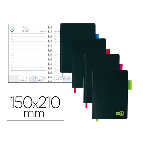 AGENDA ENCUADERNADA LIDERPAPEL SIFNOS A5 2017 DIA PAGINA COLORES SURTIDOS PAPEL 70 GR