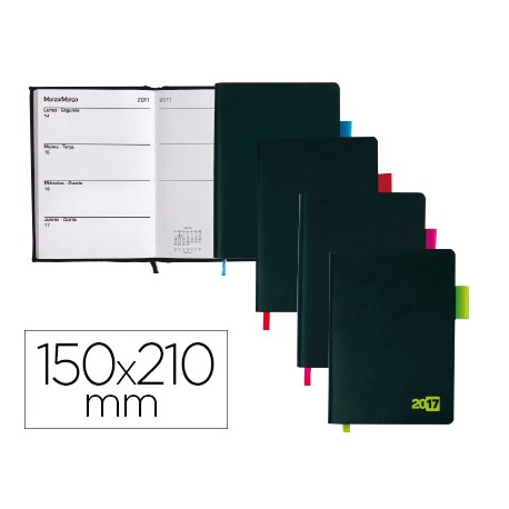 AGENDA ENCUADERNADA LIDERPAPEL SIFNOS A5 2017 SEMANA VISTA COLORES SURTIDOS PAPEL 70 GR