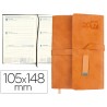 AGENDA ENCUADERNADA LIDERPAPEL TRAVELER A6 CM 2017 SEMANA VISTA MARRON SIMIL PIEL PAPEL 70 GR