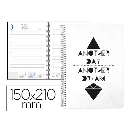 AGENDA ESPIRAL LIDERPAPEL CHANIA 15X21 CM 2017 DIA PAGINA BLANCA PAPEL 70 GR