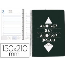 AGENDA ESPIRAL LIDERPAPEL CHANIA 15X21 CM 2017 DIA PAGINA NEGRA PAPEL 70 GR