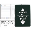 AGENDA ESPIRAL LIDERPAPEL CHANIA 15X21 CM 2017 DIA PAGINA NEGRA PAPEL 70 GR