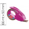 PORTARROLLO TESA EMBALAJE PARA ROLLOS DE 66 MT X 50 MM ROSA INCLUYE 1 ROLLO CINTA MARRON BAJO RUIDO