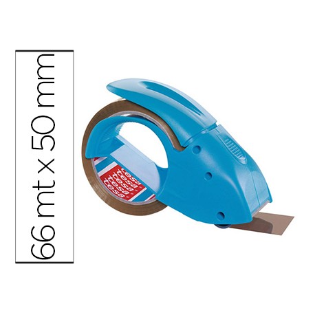 PORTARROLLO TESA EMBALAJE PARA ROLLOS DE 66 MT X 50 MM AZUL INCLUYE 1 ROLLO CINTA MARRON BAJO RUIDO
