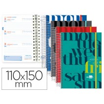AGENDA ESCOLAR LIDERPAPEL 16-17 COLLEGE MINI BILING E SEMANA VISTA POLIPROPILENO ESPIRAL CIERRE