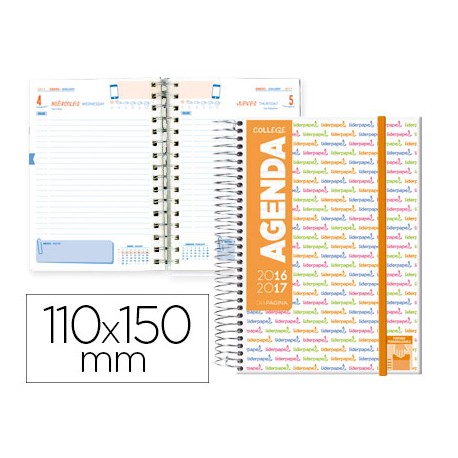 AGENDA ESCOLAR LIDERPAPEL 16-17 COLLEGE MINI BILING E UN DIA PAGINA POLIPROPILENO PORTADA PERSONALIZ