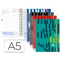 AGENDA ESCOLAR LIDERPAPEL 16-17 COLLEGE DIN-A5 BILING E UN DIA PAGINA CARTON FORRADO ESPIRAL CIERRE