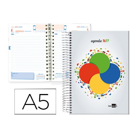 AGENDA ESCOLAR LIDERPAPEL 16-17 COLLEGE BASIC DIN-A5 BILING E UN DIA PAGINA ESPIRAL TAPA EXTRADURA