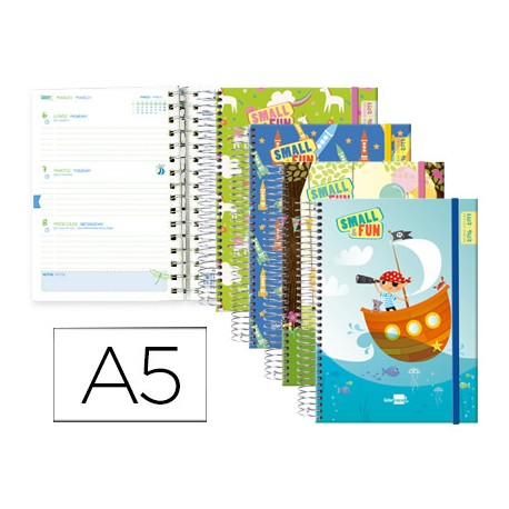 AGENDA ESCOLAR LIDERPAPEL 16-17 FANTASIA DIN-A5 BILING E 70 HOJAS SMALL&FUN TAPA FORRADA