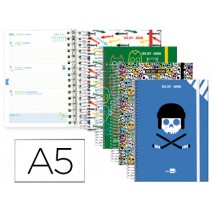 AGENDA ESCOLAR LIDERPAPEL 16-17 FANTASIA DIN-A5 BILING E 70 HOJAS COOL BONES TAPA FORRADA