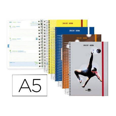 AGENDA ESCOLAR LIDERPAPEL 16-17 FANTASIA DIN-A5 BILING E 70 HOJAS SPORT STARS TAPA FORRADA