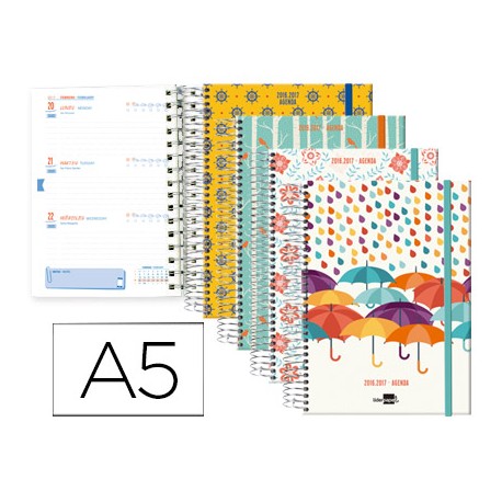AGENDA ESCOLAR LIDERPAPEL 16-17 COLLEGE FANTASIA DIN-A5 BILING E 70 HOJAS SEASONS TAPA FORRADA