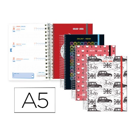AGENDA ESCOLAR LIDERPAPEL 16-17 COLLEGE FANTASIA DIN-A5 BILING E 70 HOJAS POP ART TAPA FORRADA