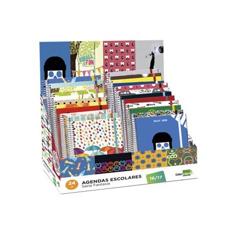 AGENDA ESCOLAR LIDERPAPEL 16-17 FANTASIA DIN -A5 -EXPOSITOR DE 24 UNIDADES SURTIDAS
