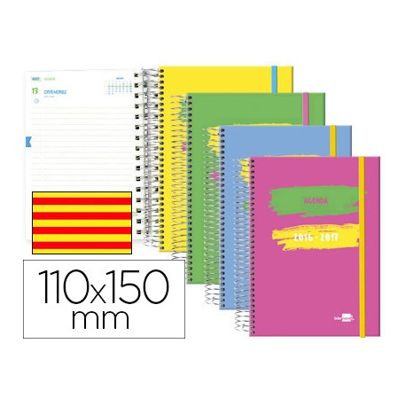 AGENDA ESCOLAR LIDERPAPEL 16-17 CLASSIC MINI CATALAN UN DIA PAGINA ESPIRAL CIERRE CON GOMA