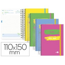 AGENDA ESCOLAR LIDERPAPEL CLASSIC MINI TETRALING E UN DIA PAGINA ESPIRAL CIERRE CON GOMA