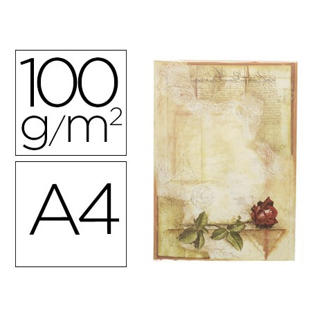 PAPEL PERGAMINO LIDERPAPEL DIN A4 CERTIFICADO CON ROSA 100 G/M2 PAQUETE DE 12 HOJAS