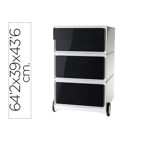 ARCHIVADOR MOVIL FAST-PAPERFLOW POLIESTIRENO 4 CAJONES NEGROS MODULO BLANCO 642X390X436 MM
