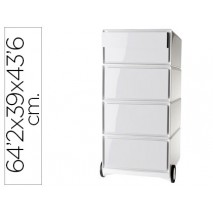 ARCHIVADOR MOVIL FAST-PAPERFLOW POLIESTIRENO 4 CAJONES BLANCO MODULO BLANCO 642X390X436 MM