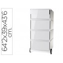 ARCHIVADOR MOVIL FAST-PAPERFLOW POLIESTIRENO 4 CAJONES BLANCO MODULO BLANCO 642X390X436 MM