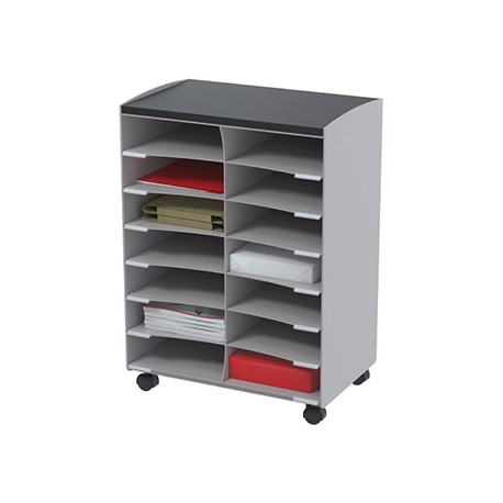 MODULO FAST-PAPERFLOW CON 14 CASILLAS Y RUEDAS PIVOTANTES COLOR GRIS 699X545X335 MM