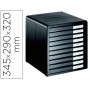 FICHERO CAJONES SOBREMESA OFFISYS TIMELESS 1129 10 CAJONES NEGRO 345X290X320 MM APILABLE